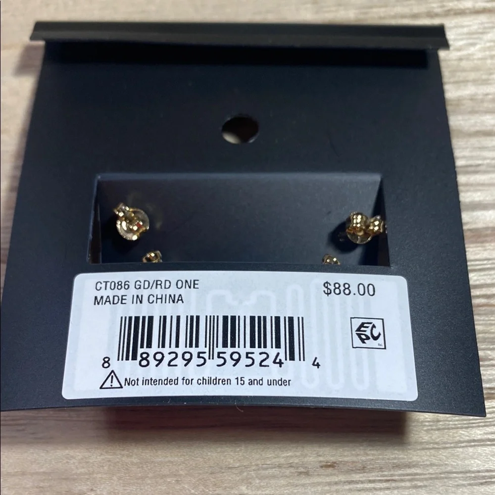 Coach Gold and Red Strawberry Charm Huggies RARE NWT - Picture 5 of 7